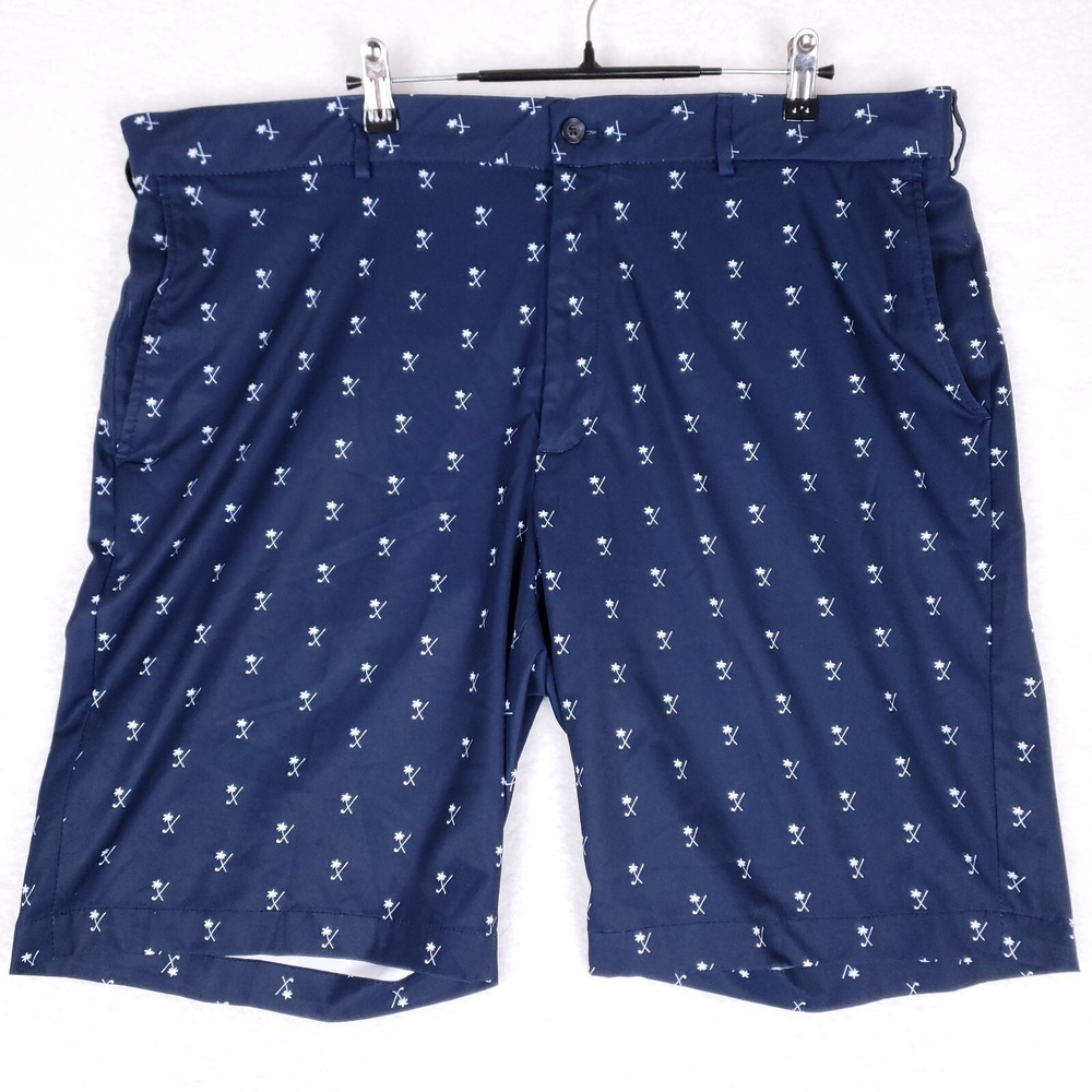 Walter Hagen Navy Blue Patterned Men's Flat Front Shorts